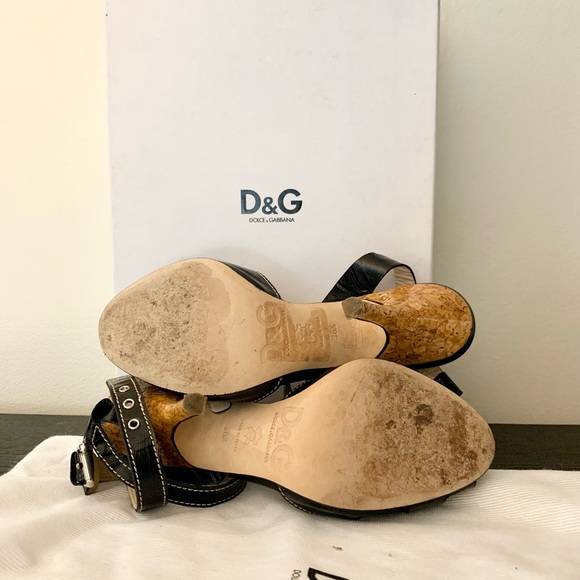 Dolce & Gabbana D&G Black Leather Heels Sandals - Picture 8 of 9